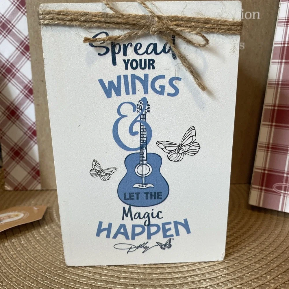Dolly‎ Parton Magic Happen MDF Book Set Decorative Wood Stack Blue White